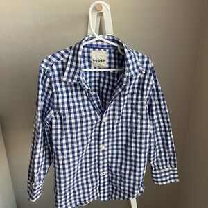 Mini Boden Boys Navy Gingham Button-Down Shirt